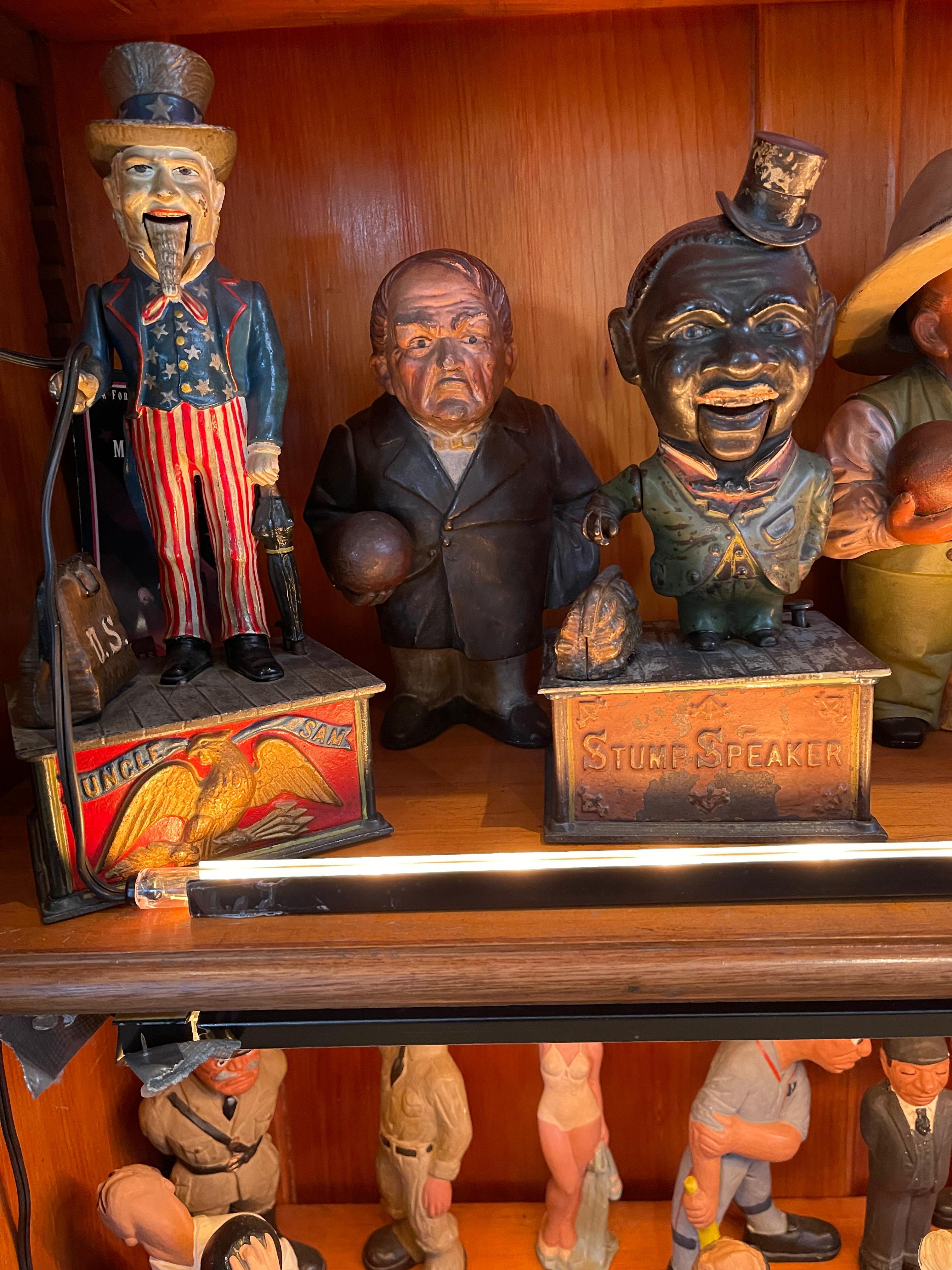 Banque à bouledogue mécanique en fonte, par J & E Stevens, 1890, d'origine en vente 2