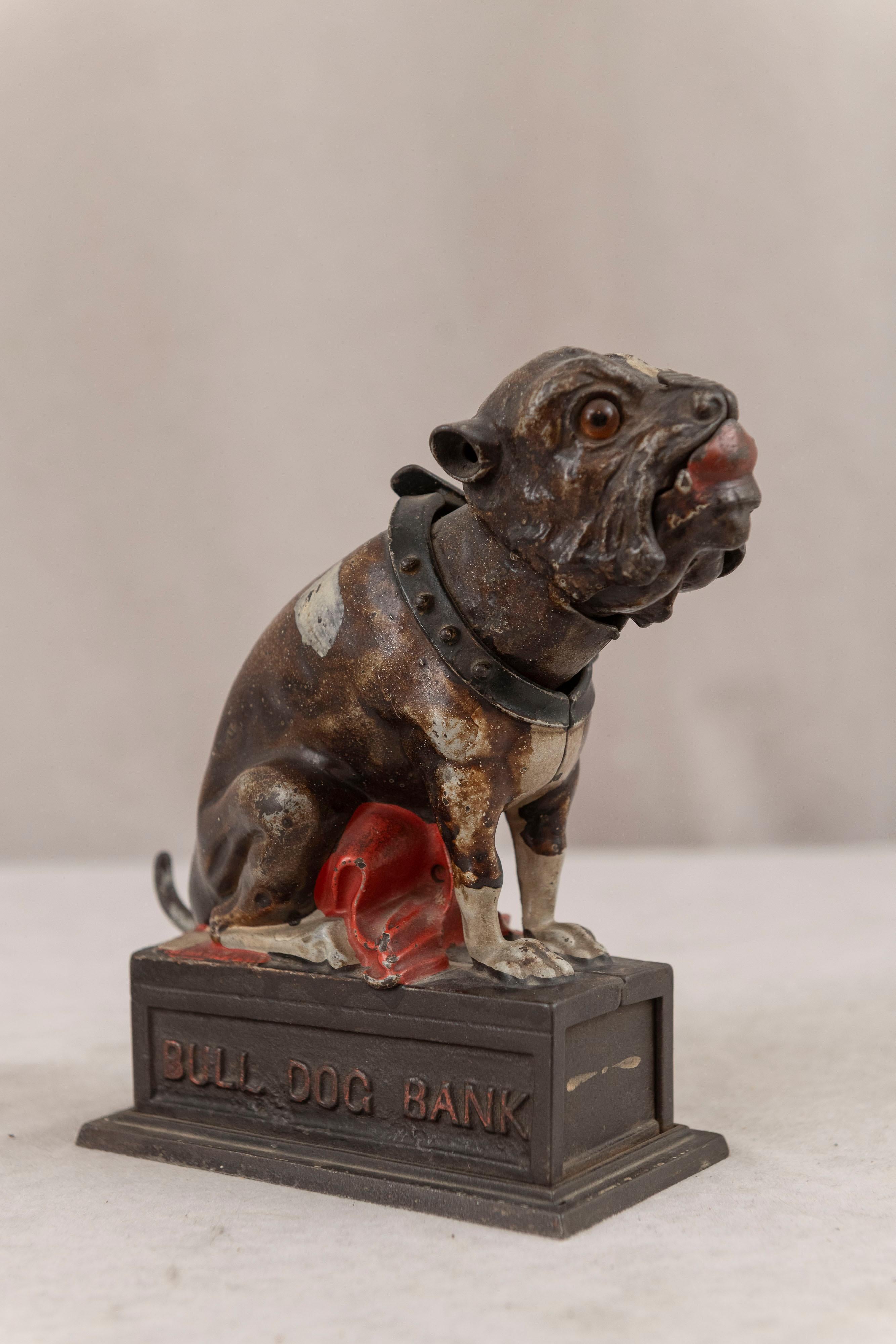 Altro Banca meccanica Bulldog in ghisa, di J & E Stevens, anni 1890, tutta originale in vendita