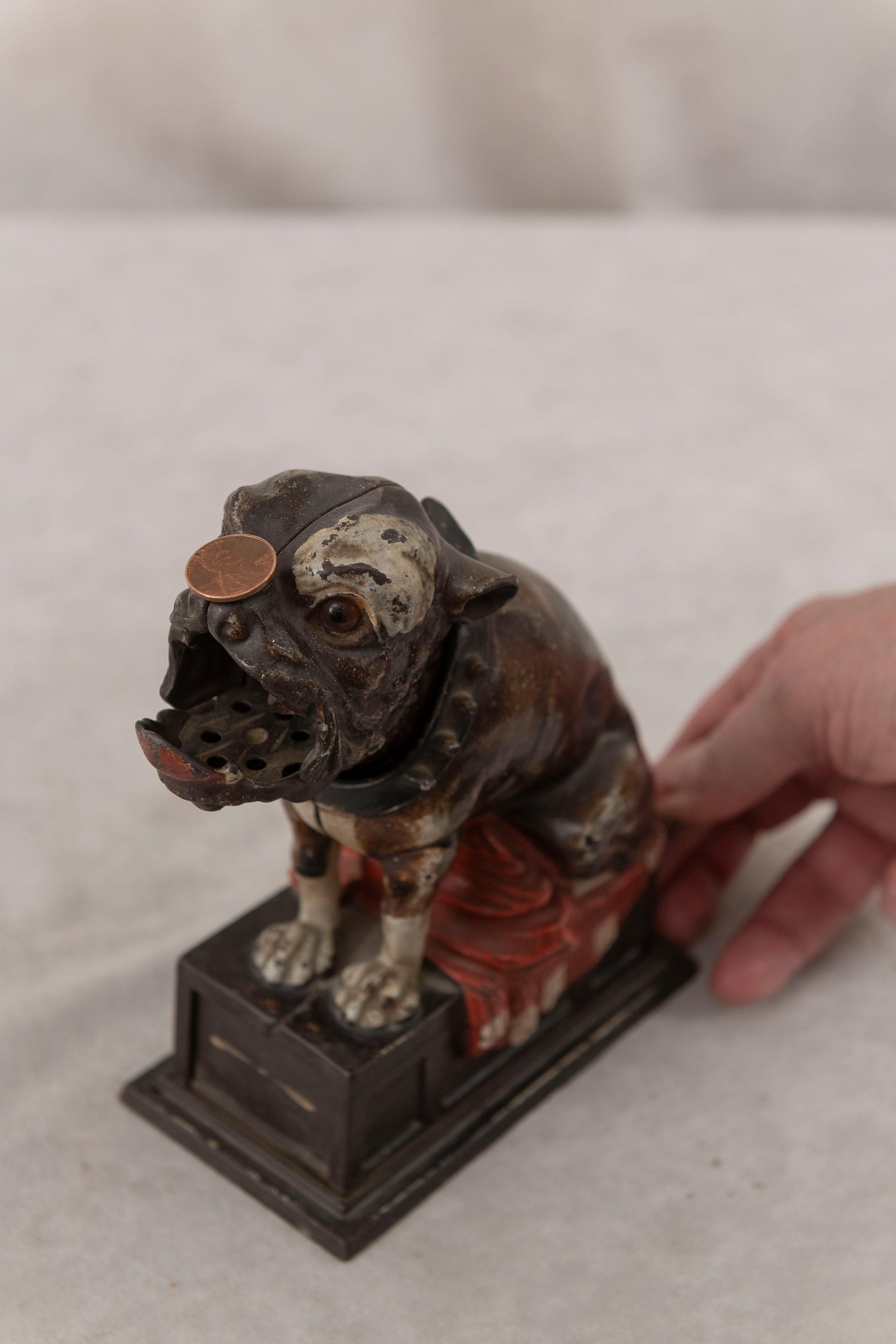 Ferro Banca meccanica Bulldog in ghisa, di J & E Stevens, anni 1890, tutta originale in vendita
