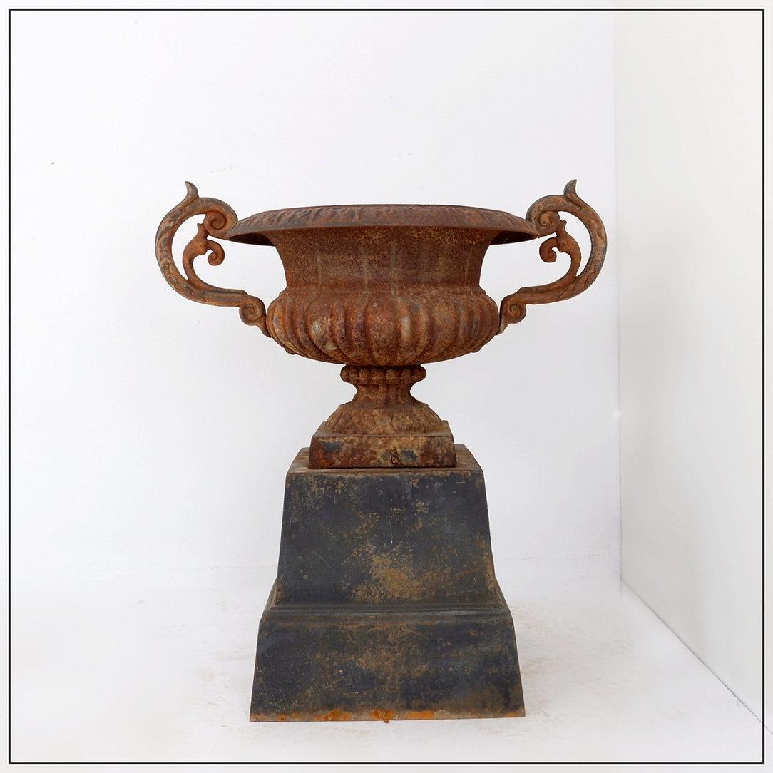 Ferro Vaso Medici in ghisa su base - Decorazione da giardino in vendita