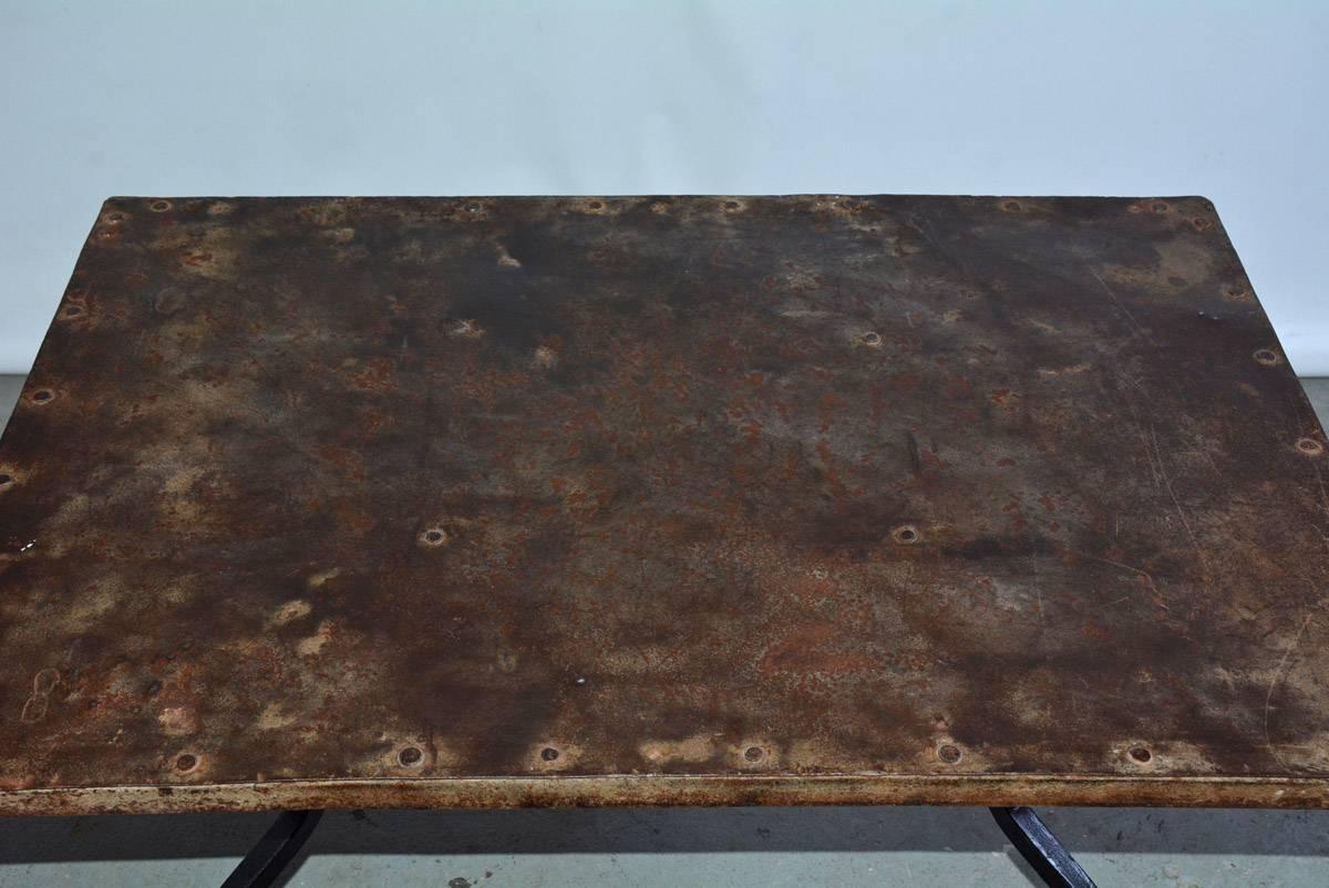 Cast Iron Metal Top Indoor or Outdoor Garden Coffee Table at 1stDibs