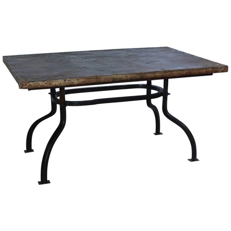 Cast Iron Metal Top Indoor or Outdoor Garden Coffee Table For Sale at 1stDibs