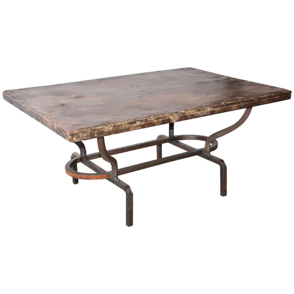 Wrought Iron and Stone Garden Coffee Table at 1stDibs