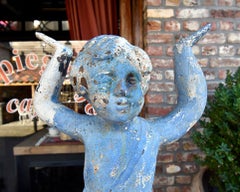 Cast Iron Model of a Celebrating Boy Garden Statue, 19th Century