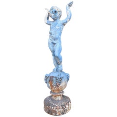 Cast Iron Model of a Celebrating Boy Garden Statue, 19th Century