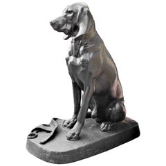 Cast Iron Model of a Hunting Dog Hound Garden Statue Antiques LA CA Center Piece