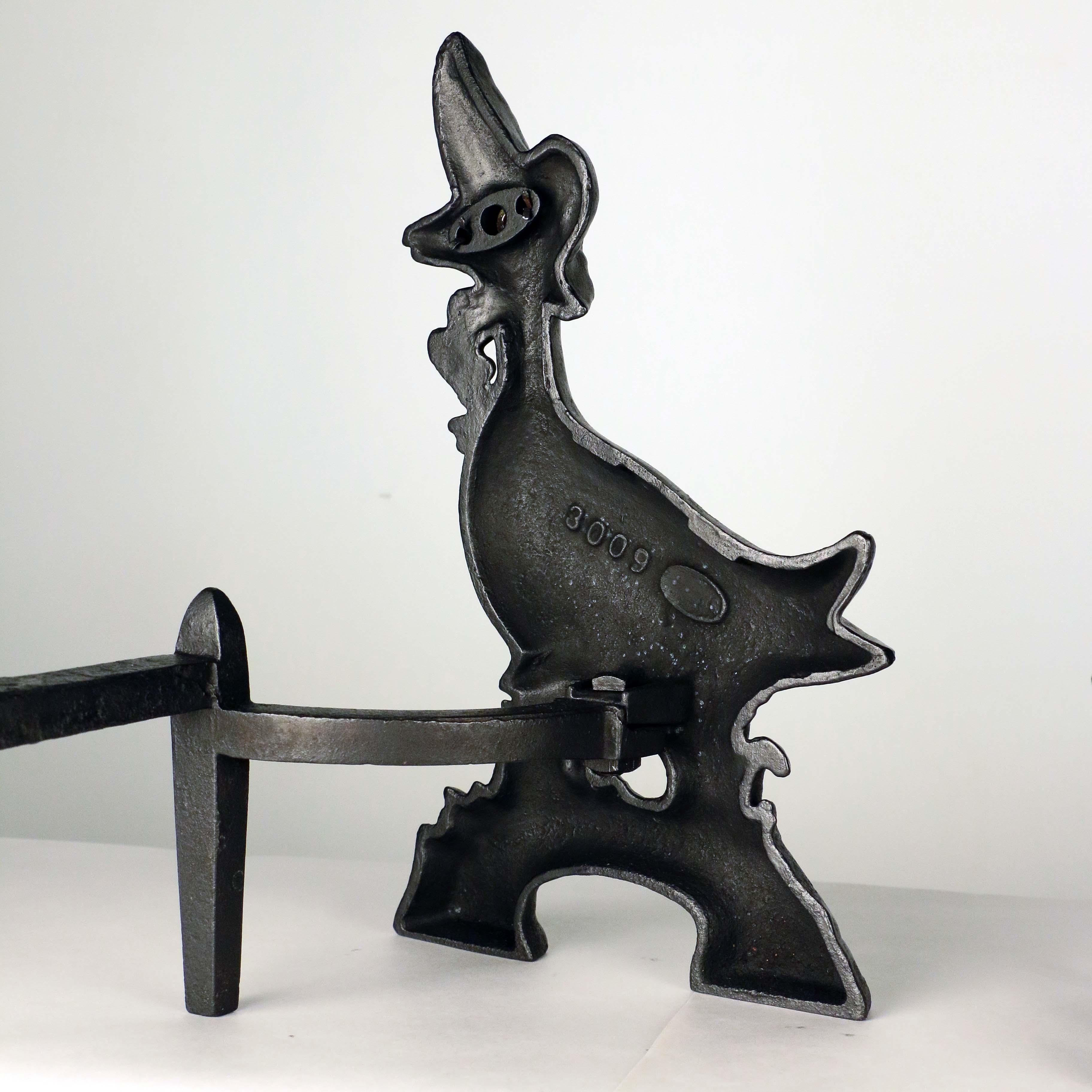 American Cast Iron Mother Goose Andirons For Sale