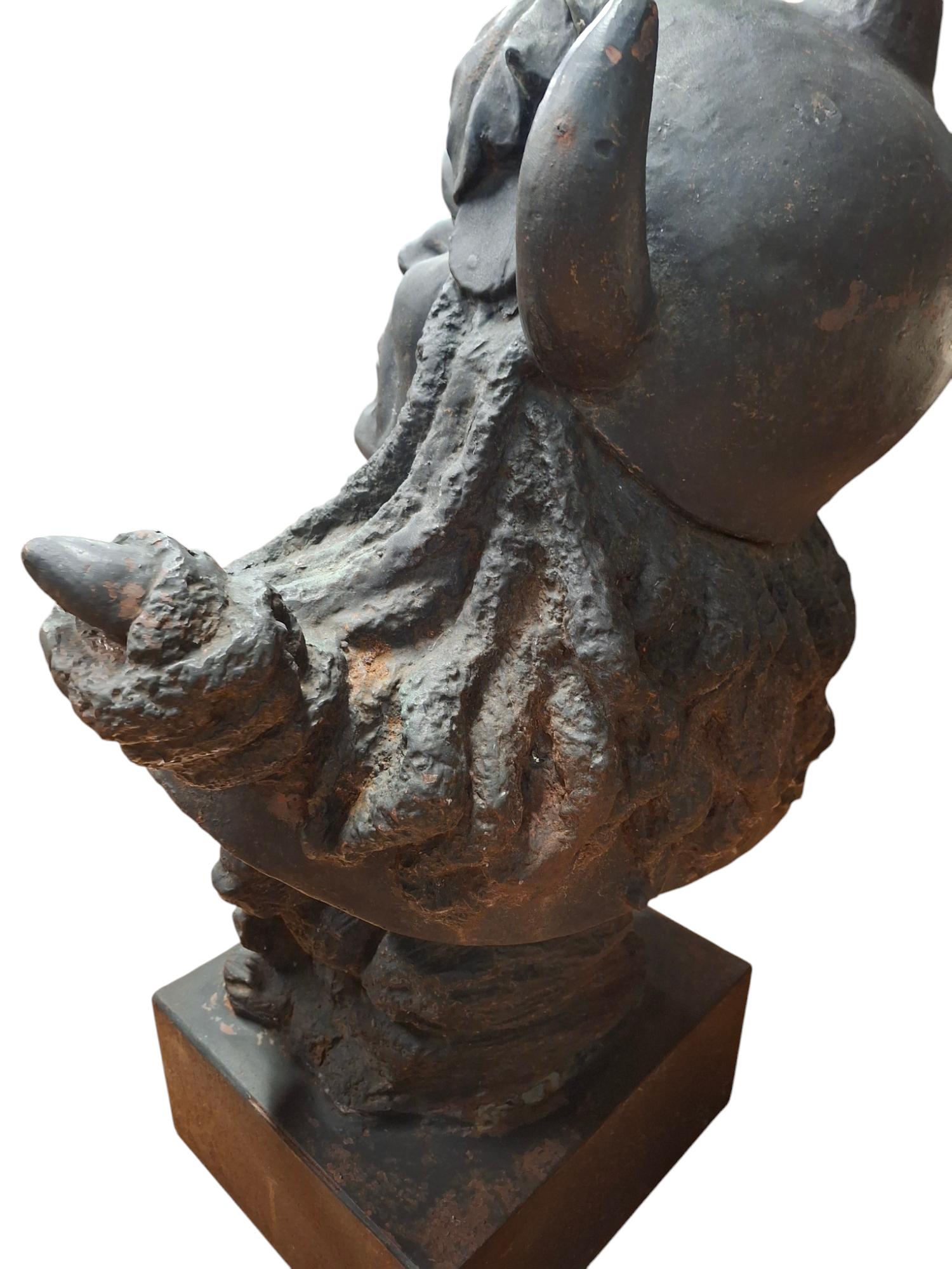 Mid-20th Century Cast Iron Native American Indian Chief Bust For Sale