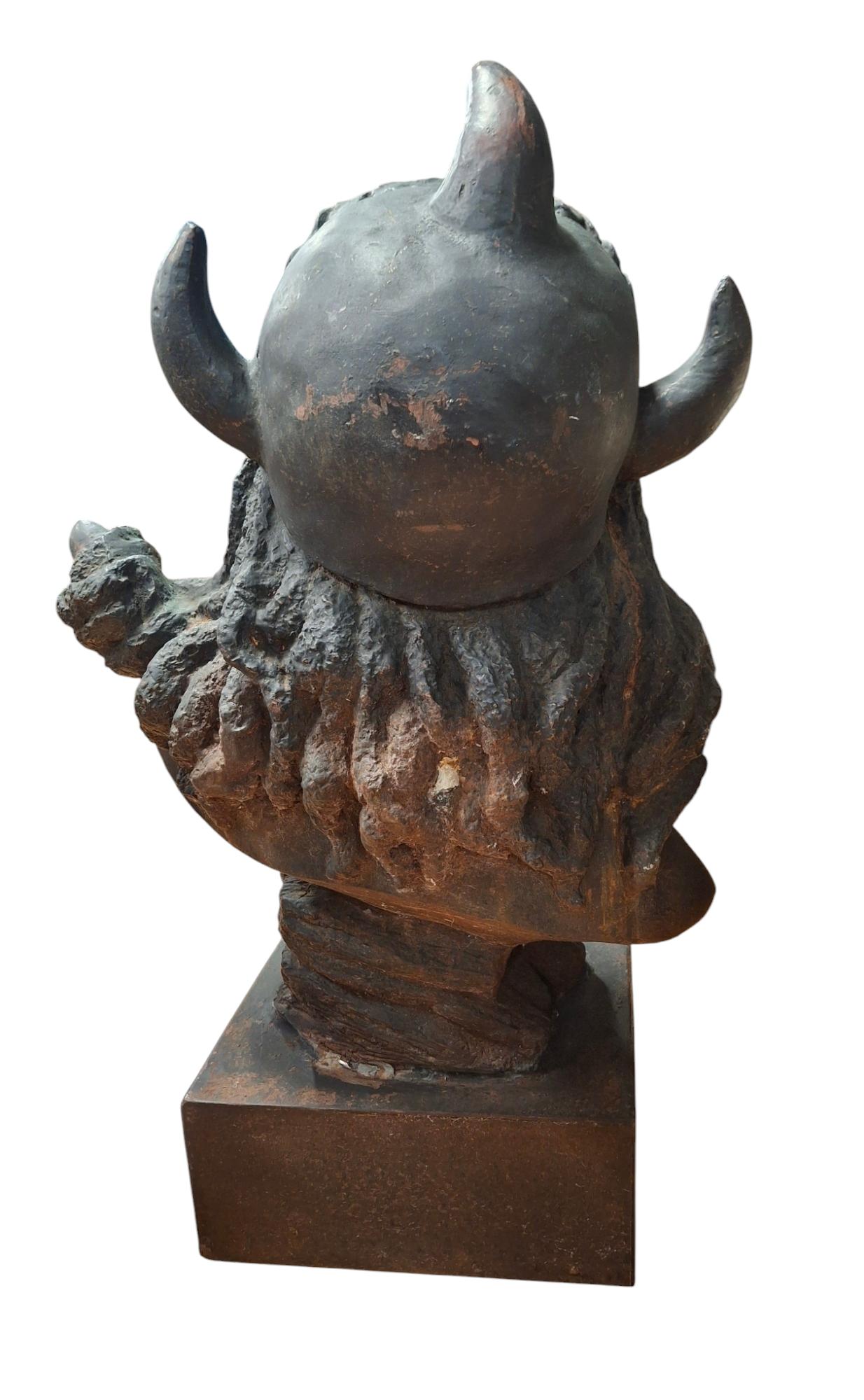Cast Iron Native American Indian Chief Bust For Sale 1