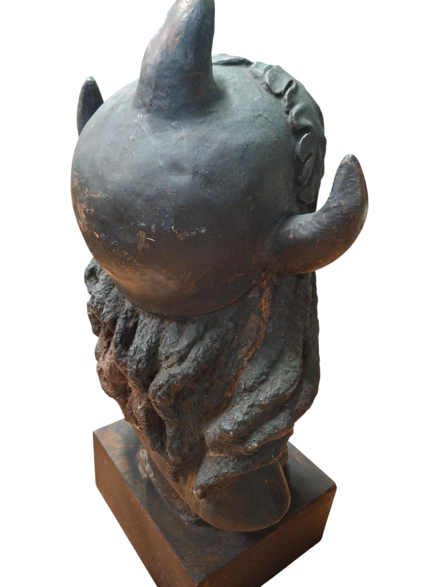 Cast Iron Native American Indian Chief Bust For Sale 3