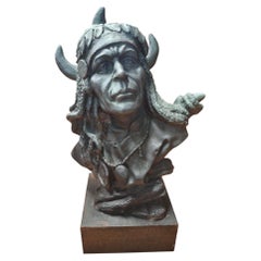 Busto de hierro fundido de jefe indio nativo americano