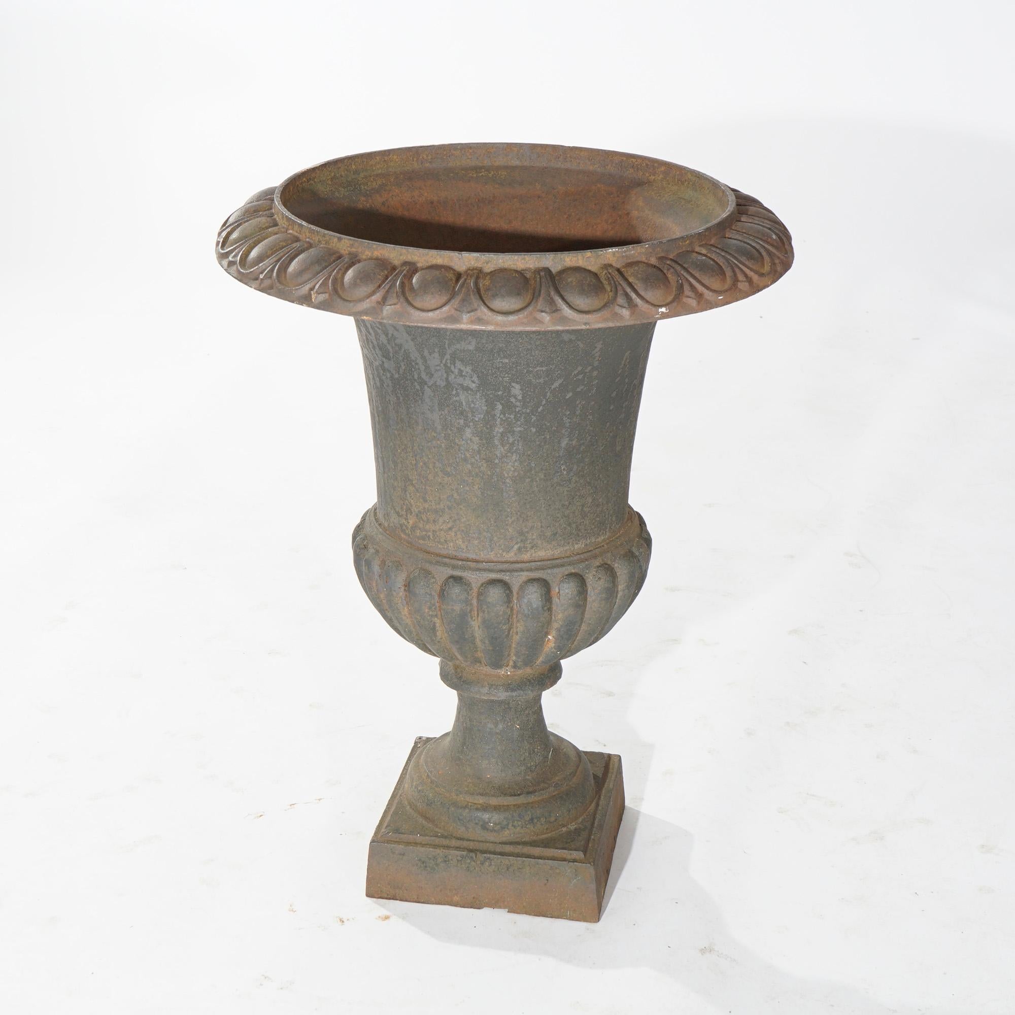 Cast Iron Neoclassical Garden Urn Planter 20th C In Good Condition In Big Flats, NY