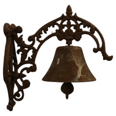 Antique  Cast Iron Out Door Bell on Bracket    