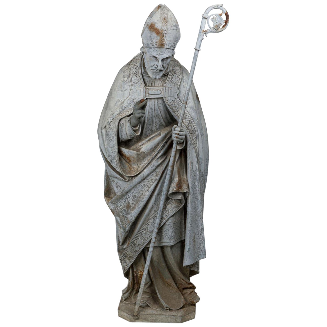 Cast Iron Outdoor Figure of a Holy Man Statue