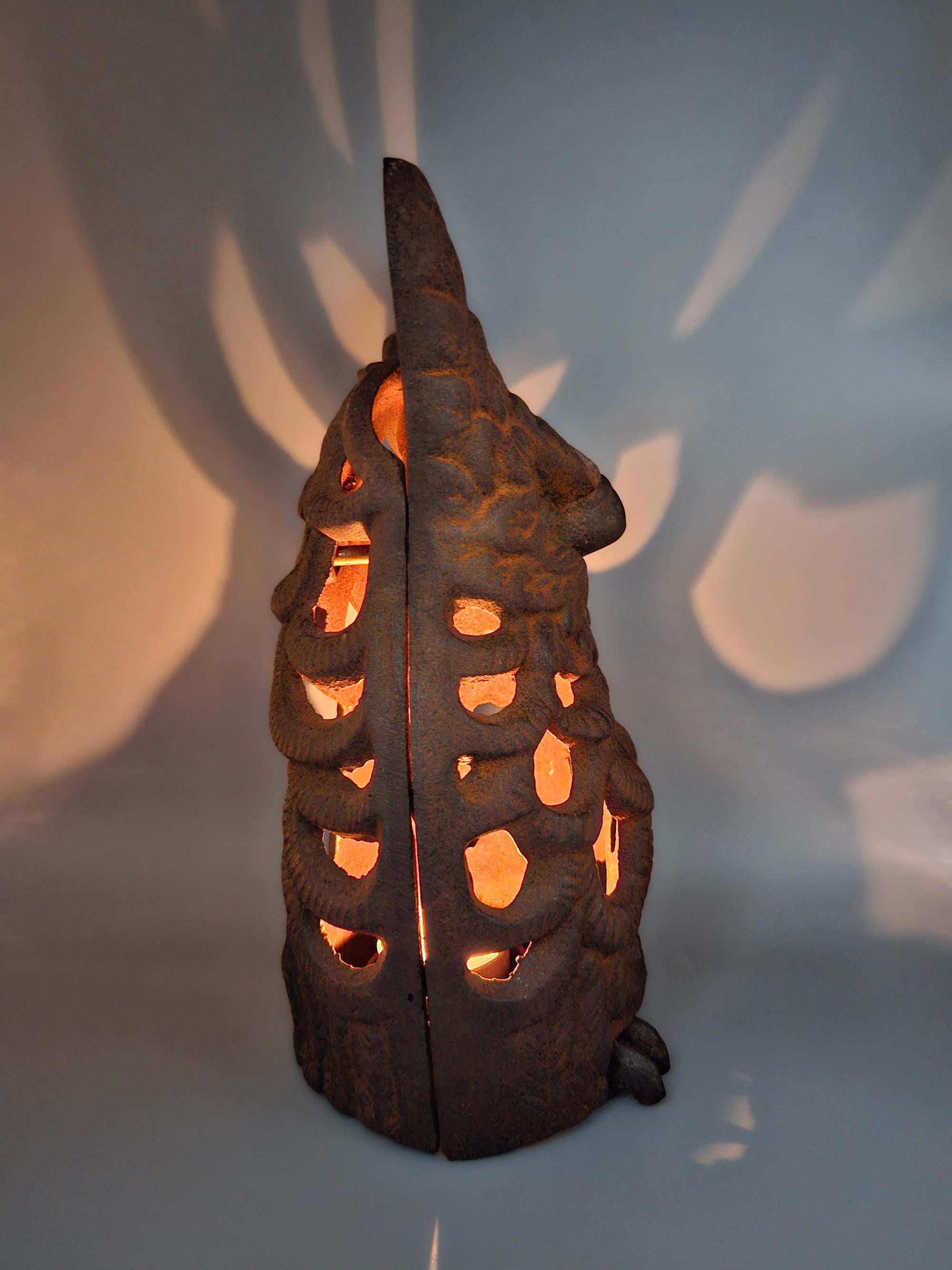 Cast Iron Owl Garden Lantern, Japan, Mid 20th Century For Sale 5