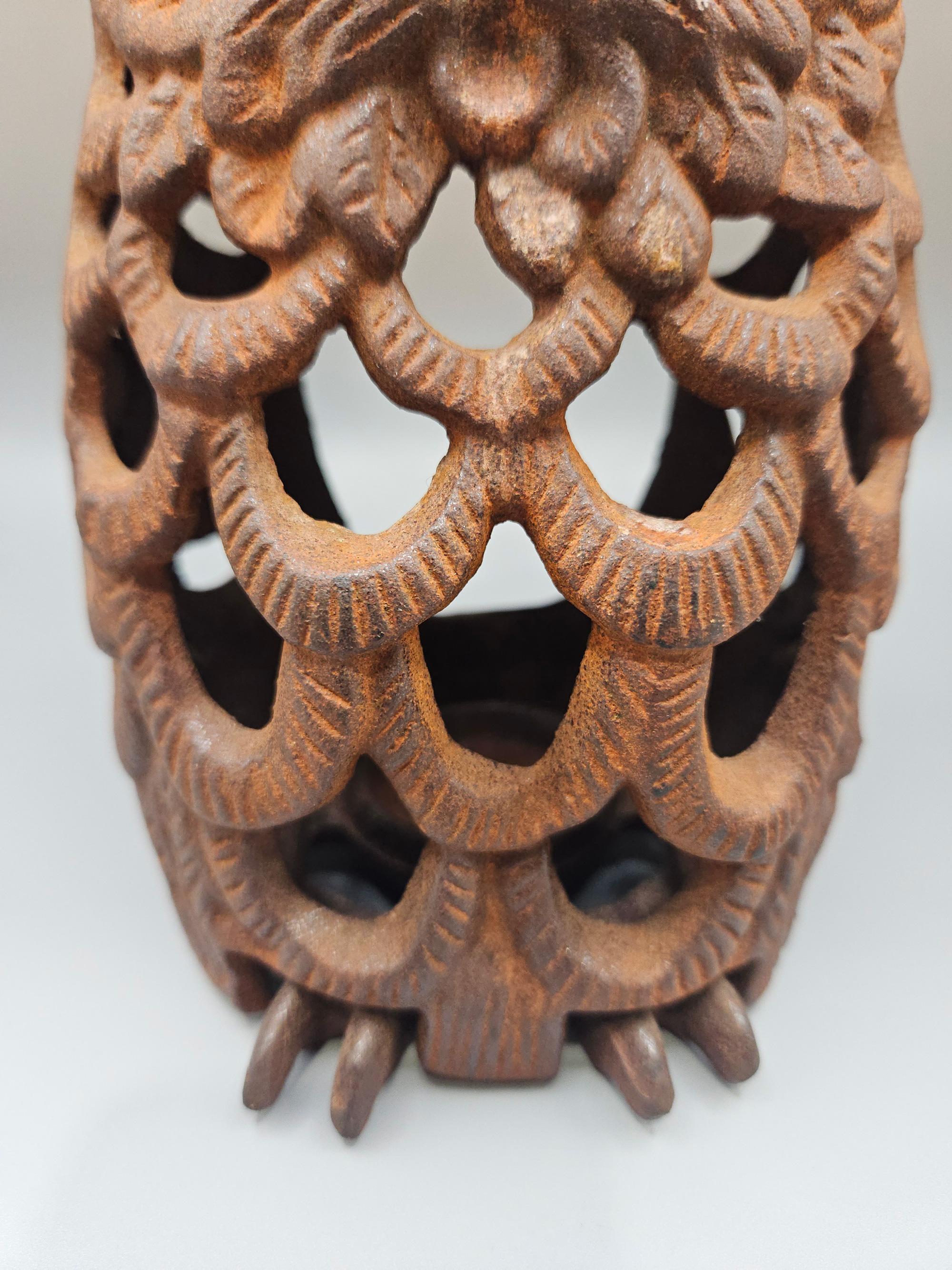 Japanese Cast Iron Owl Garden Lantern, Japan, Mid 20th Century For Sale