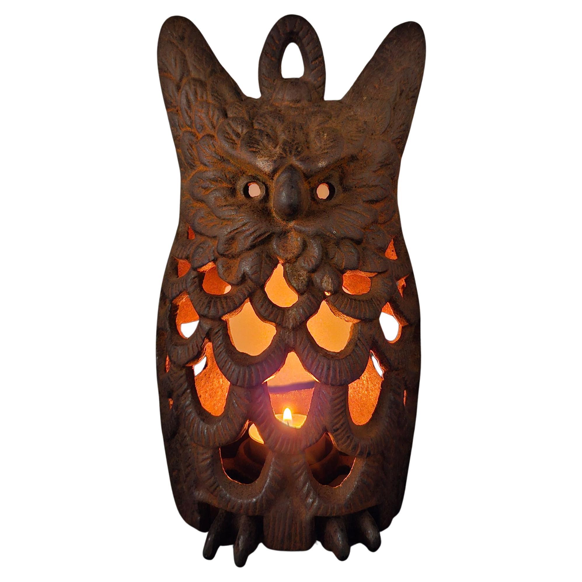 Cast Iron Owl Garden Lantern, Japan, Mid 20th Century For Sale