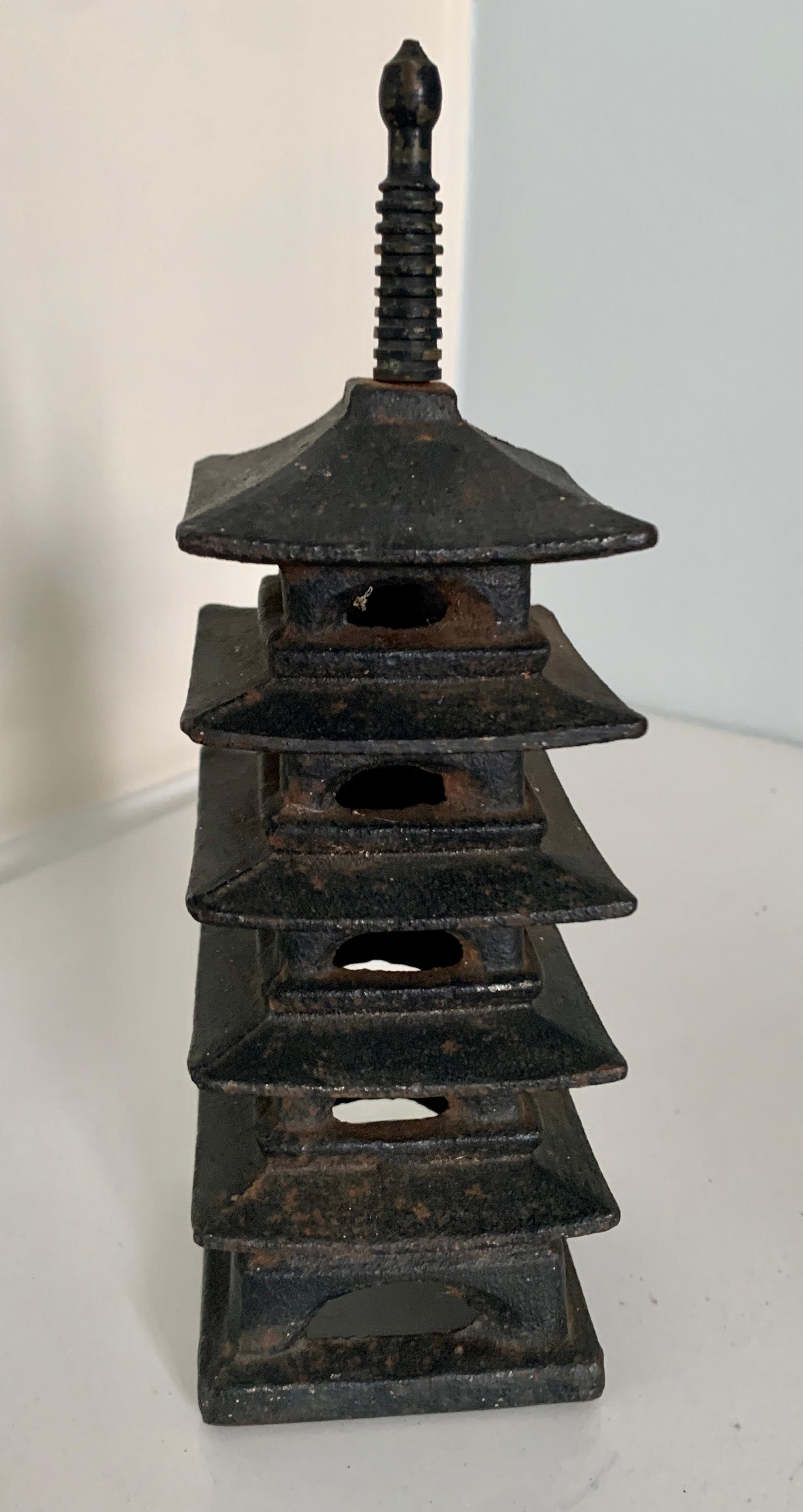 Chinese Export Cast Iron Pagoda Censer or Paperweight For Sale