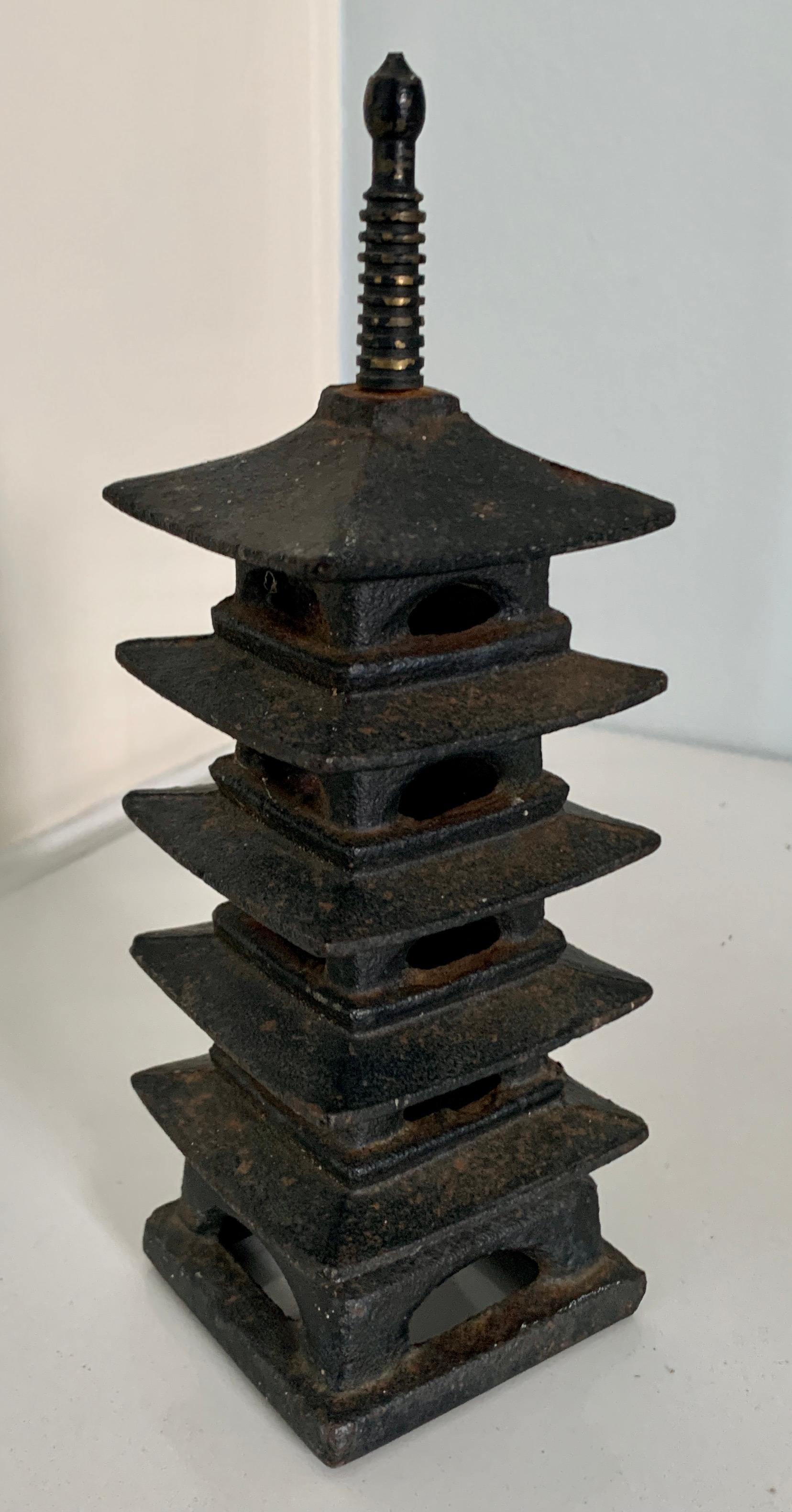 Chinese Cast Iron Pagoda Censer or Paperweight For Sale