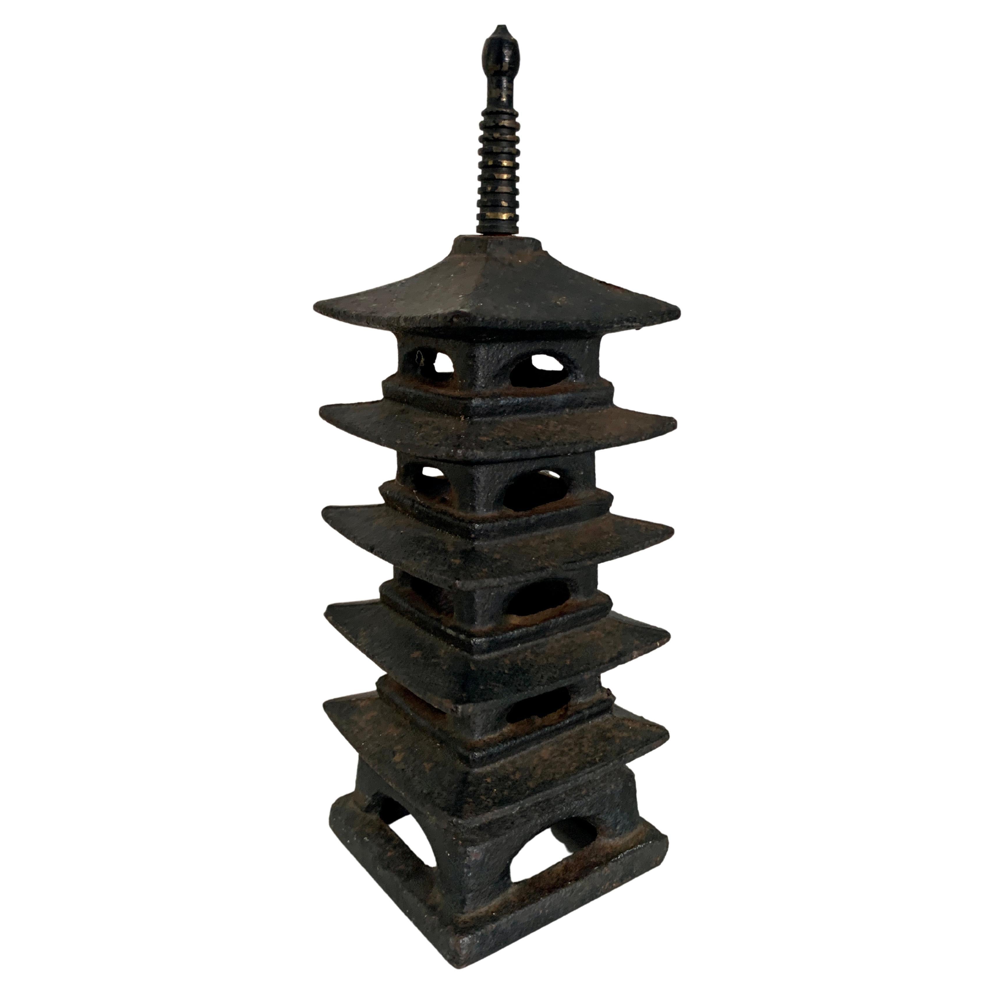 Cast Iron Pagoda Censer or Paperweight For Sale