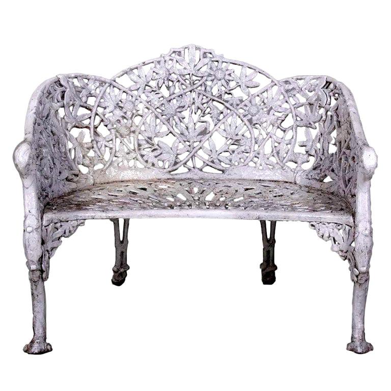 Cast Iron Passion Flower Bench For Sale