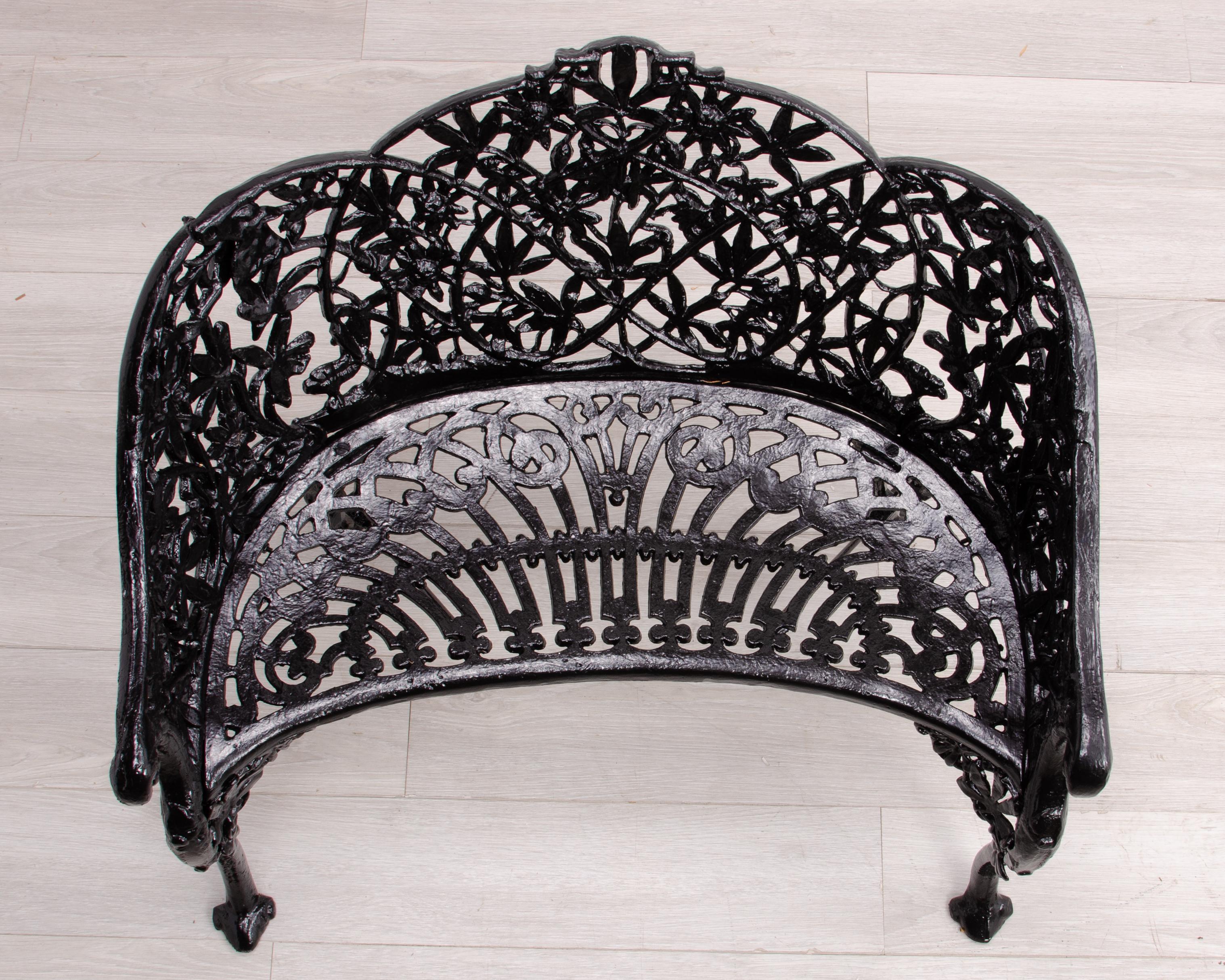 Cast Iron Passion Flower Two Seat Loveseat Bench After Coalbrookdale Company For Sale 4