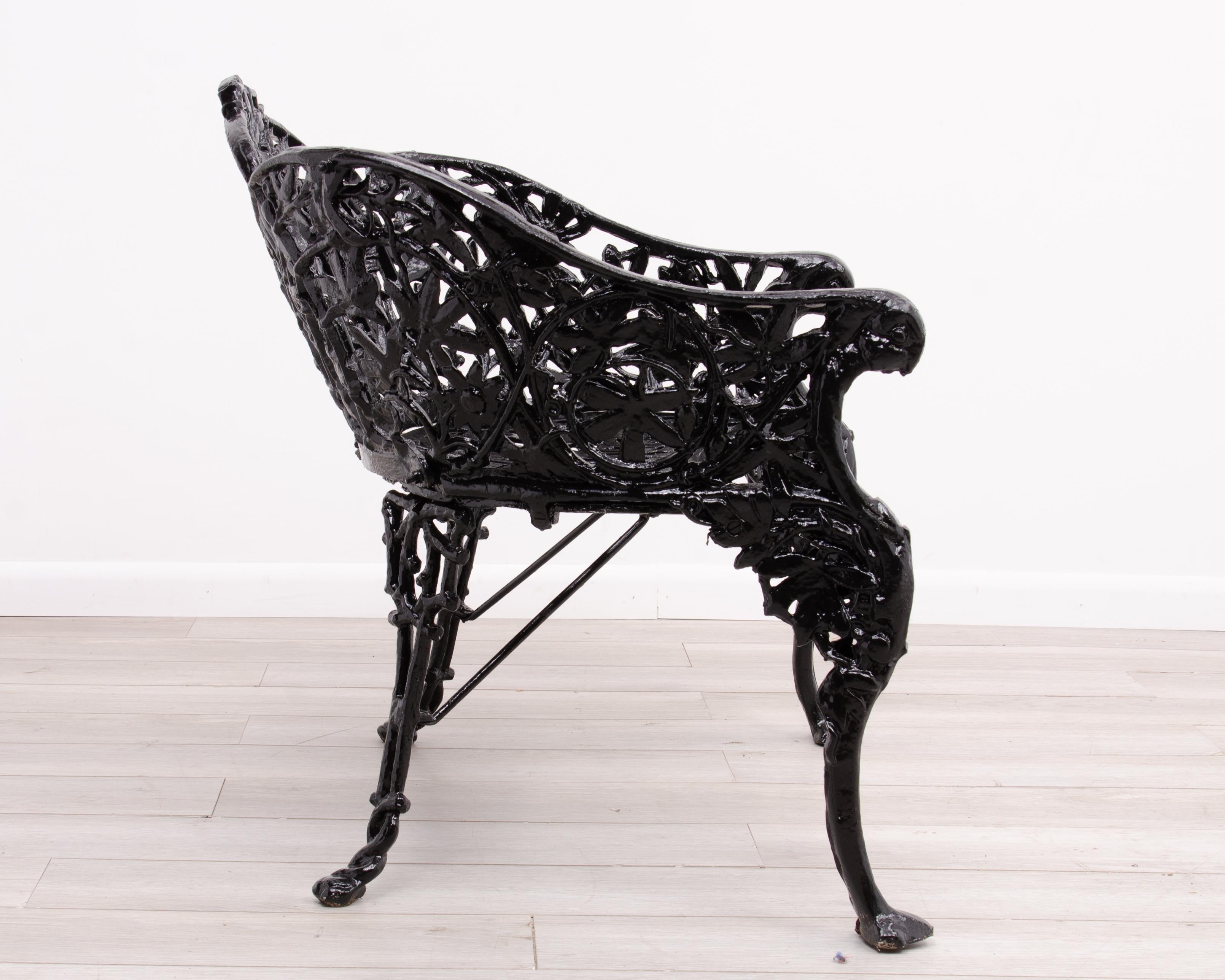 Victorian Cast Iron Passion Flower Two Seat Loveseat Bench After Coalbrookdale Company For Sale