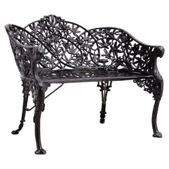 Used Cast Iron Passion Flower Two Seat Loveseat Bench After Coalbrookdale Company