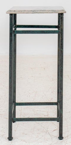 Cast Iron Pedestal or Side Table with Marble Top