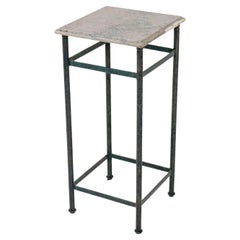 Vintage Cast Iron Pedestal or Side Table with Marble Top