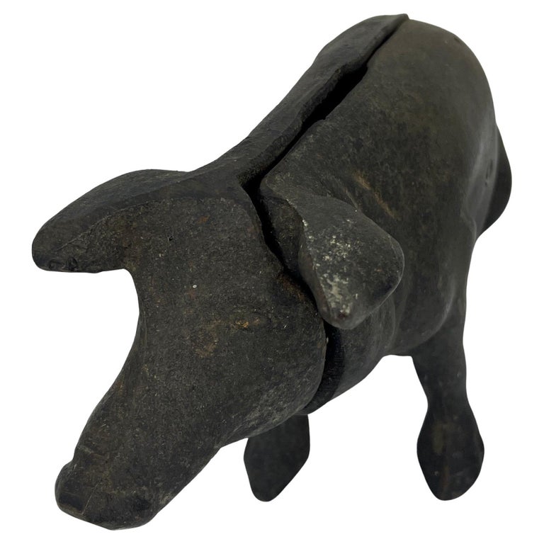 Cast Iron Pig Desk Accessory or Decorative Folk Art Statue at 1stDibs