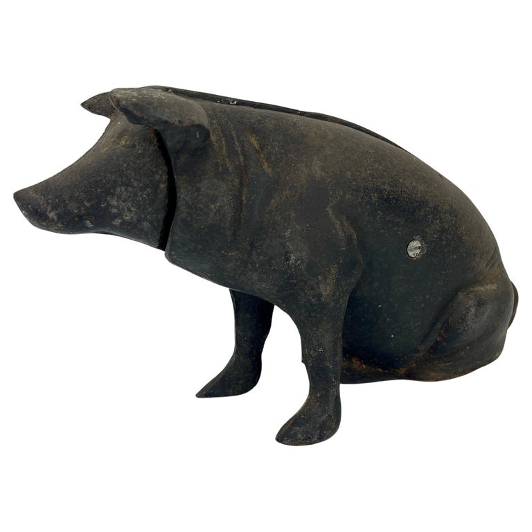 Cast Iron Pig Desk Accessory or Decorative Folk Art Statue at 1stDibs