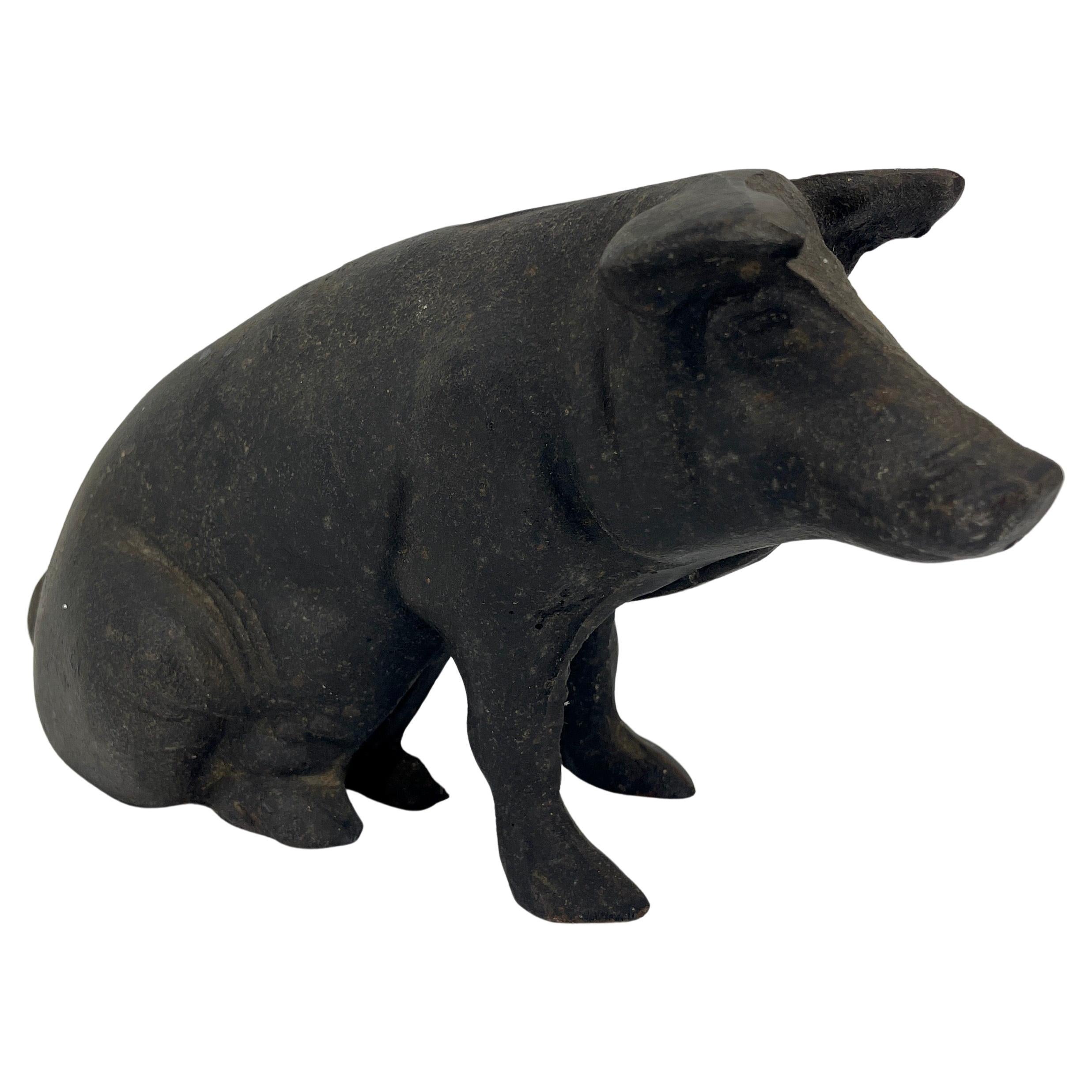Cast Iron Pig Desk Accessory or Decorative Folk Art Statue 1