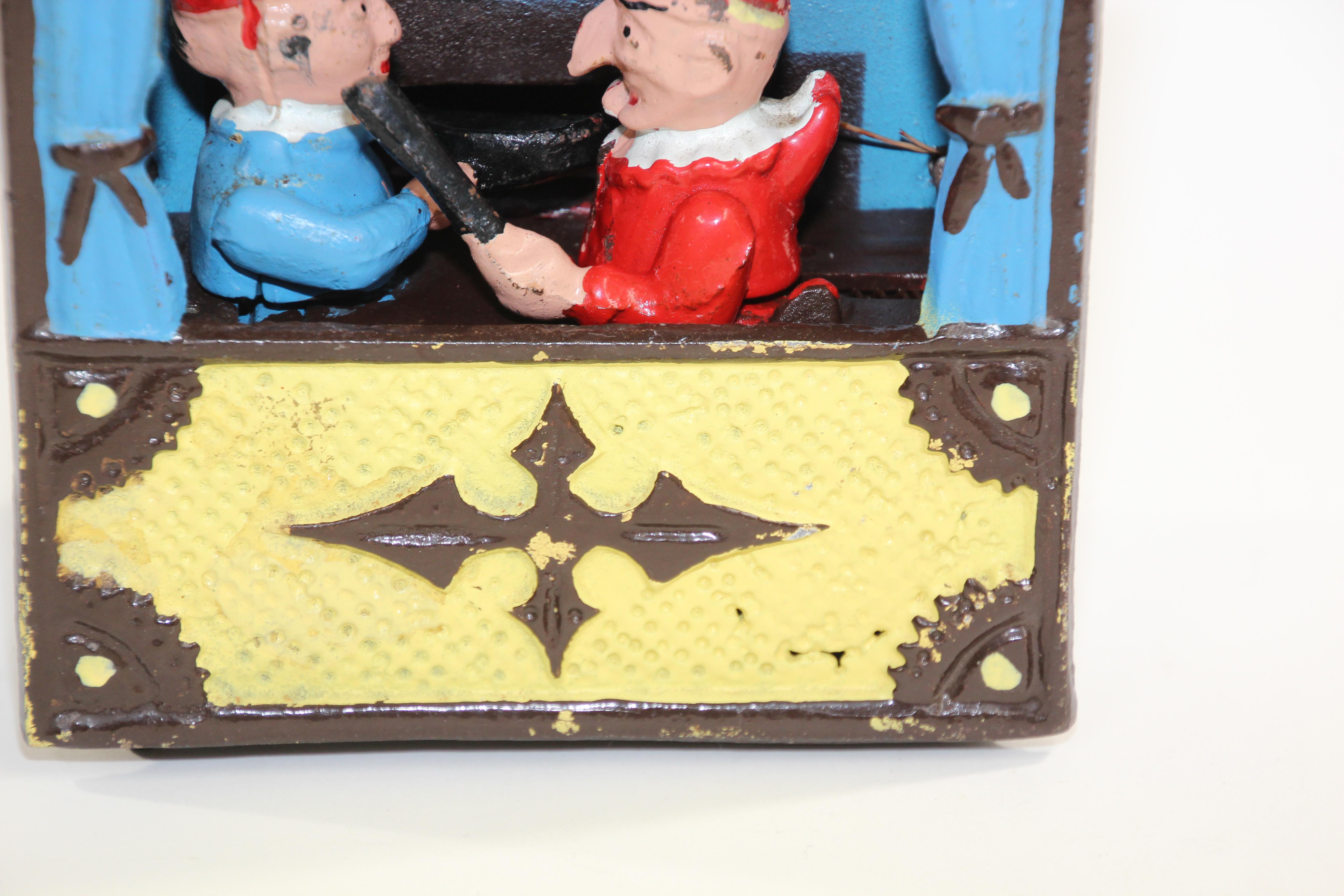 Vintage Cast Iron Book of Knowledge Mechanical Bank, Punch & Judy, 20th Century For Sale 3