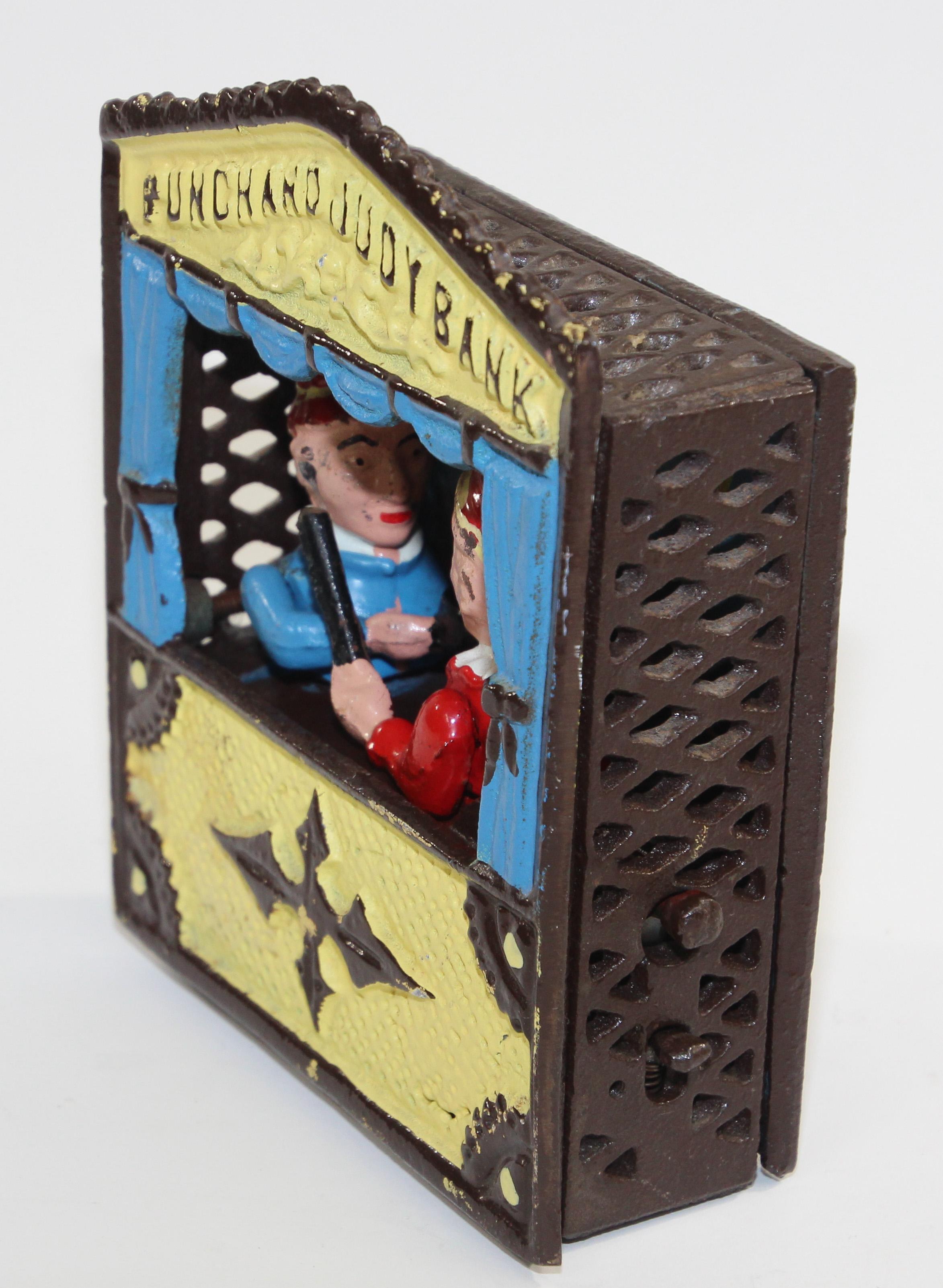 Vintage Cast Iron Book of Knowledge Mechanical Bank, Punch & Judy, 20th Century For Sale 4