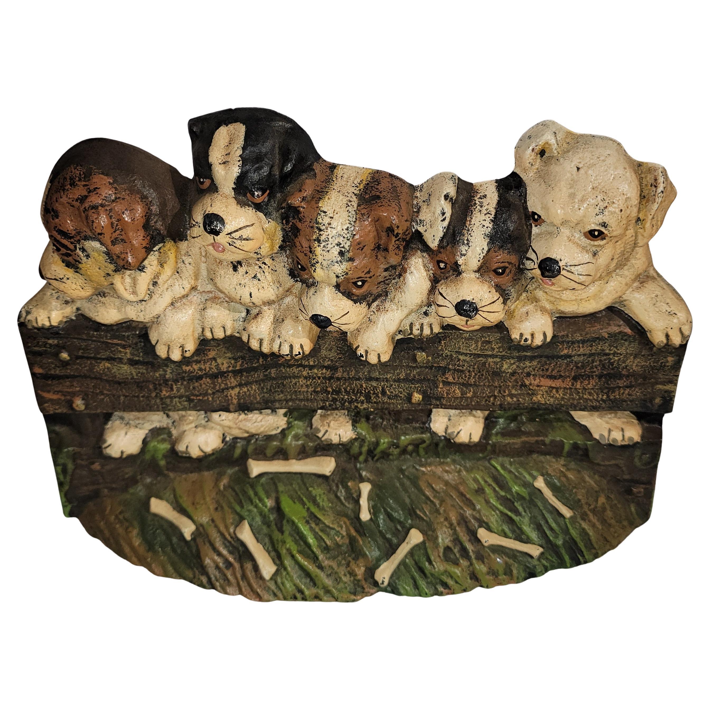 Butoir de porte Puppies en fonte en vente