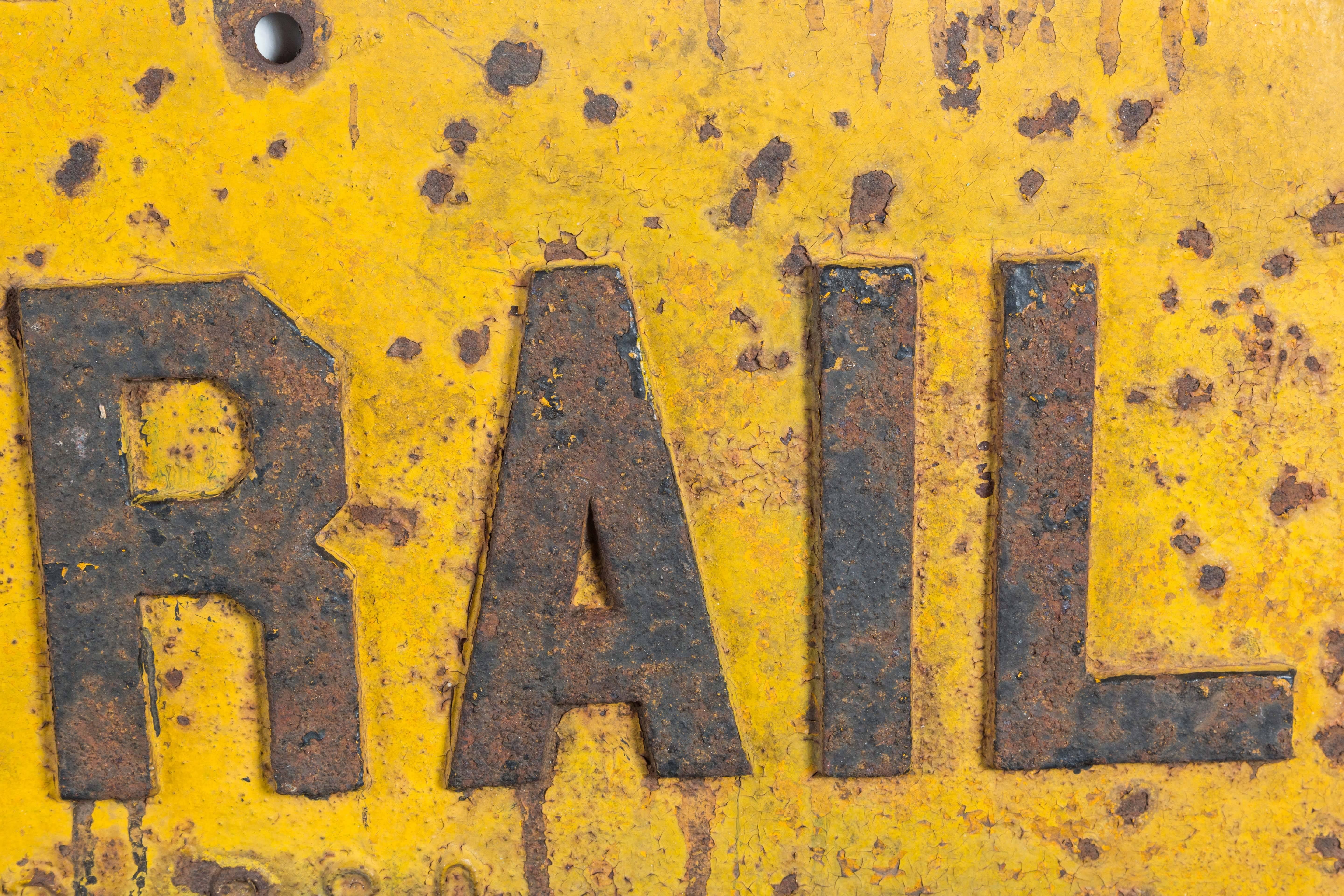 Folk Art Cast Iron Railroad DERAIL Sign, Early 20th Century