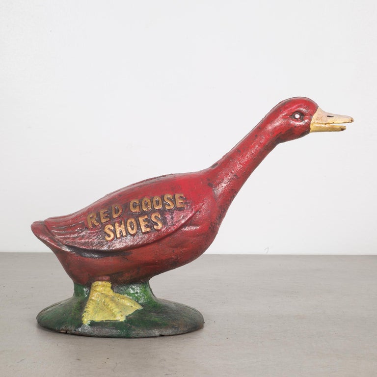 Cast Iron Red Goose Shoes Bank, circa 1960 For Sale at 1stDibs red