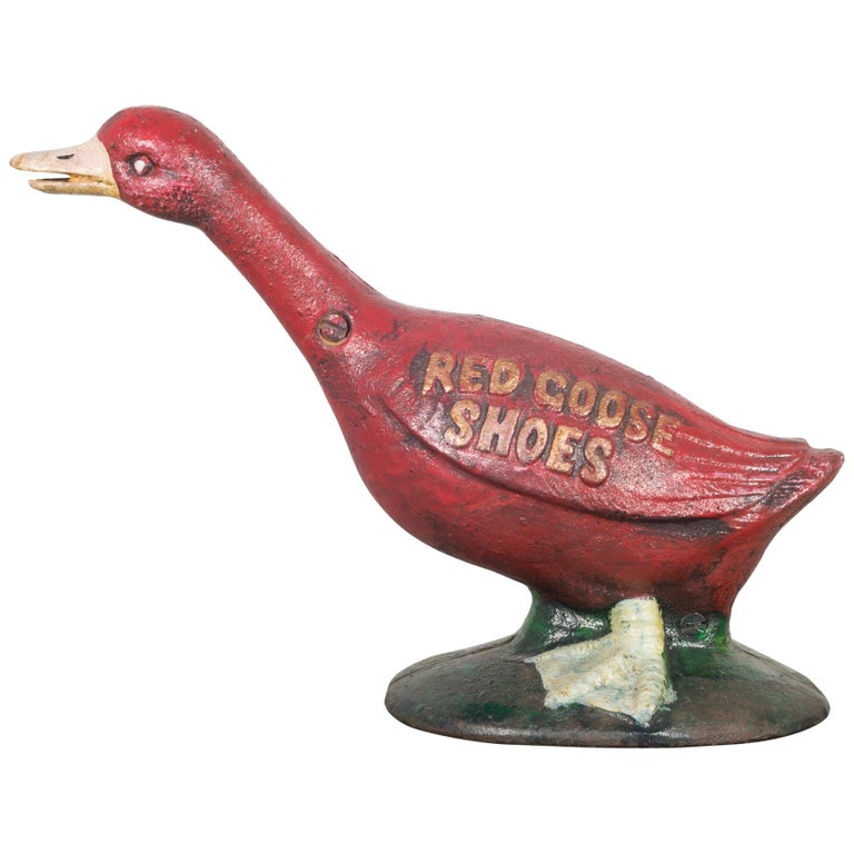 Cast Iron Red Goose Shoes Bank, circa 1960 For Sale at 1stDibs red