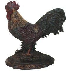 Antique Cast iron Rooster Door Stop in Original Paint