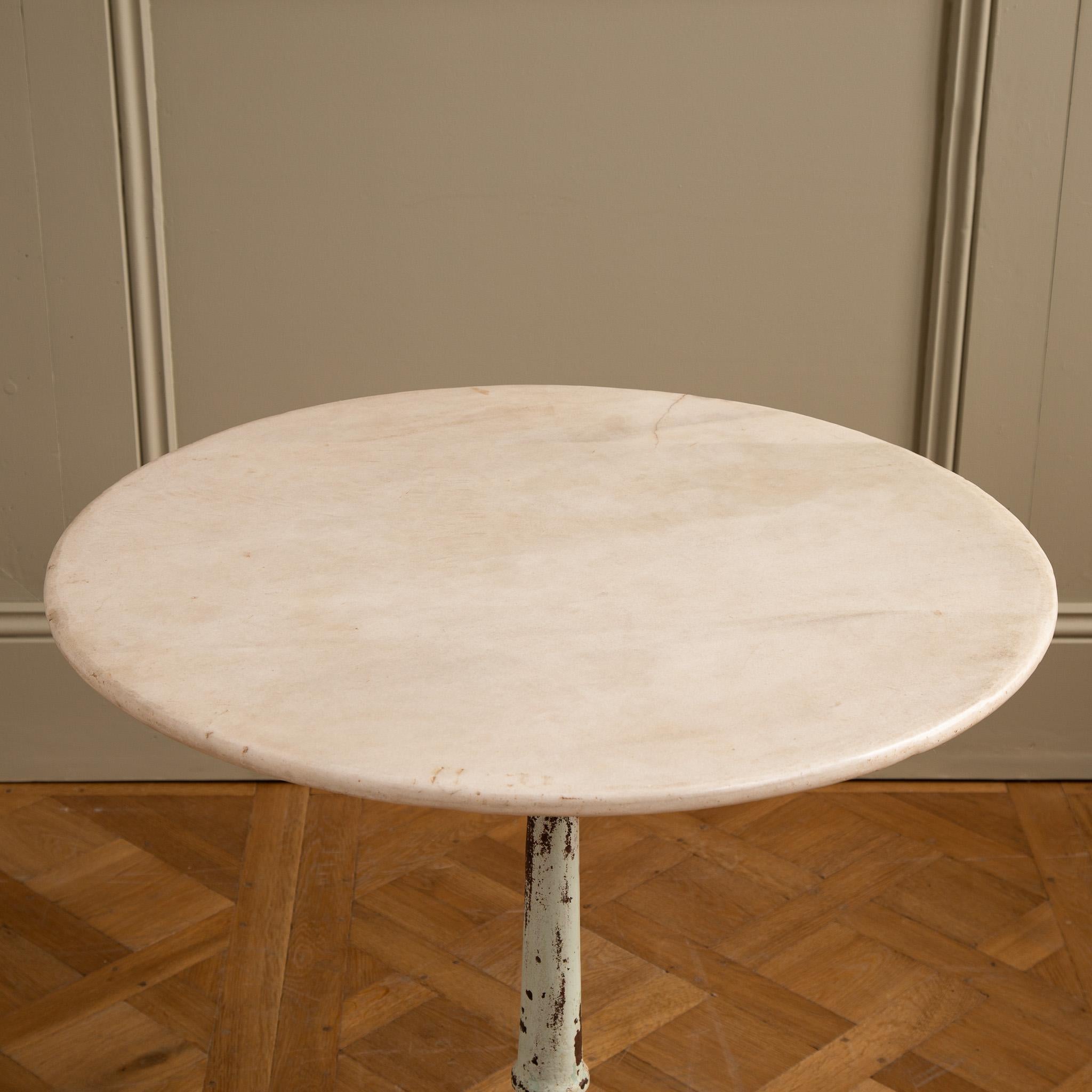 Cast Iron Round French Bistro Table/Garden Table with Marble Top 2