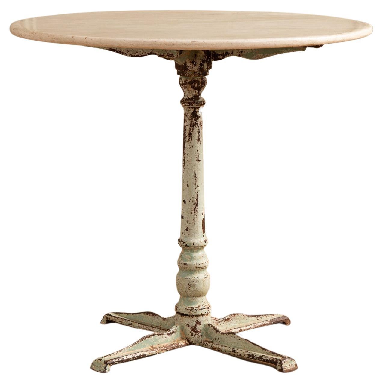Cast Iron Round French Bistro Table/Garden Table with Marble Top