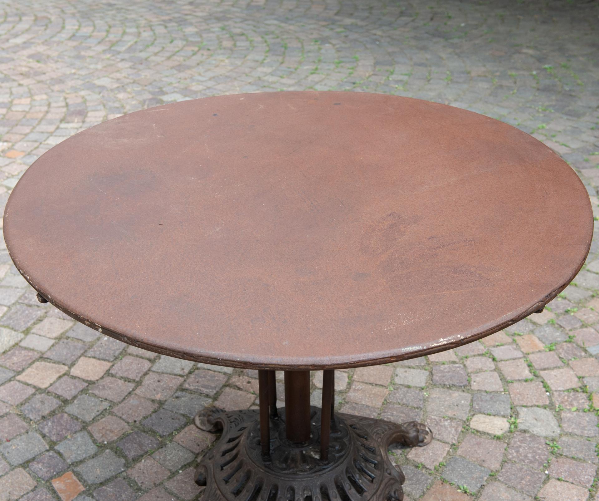 Cast Iron Round Table with Original Iron Top For Sale 1