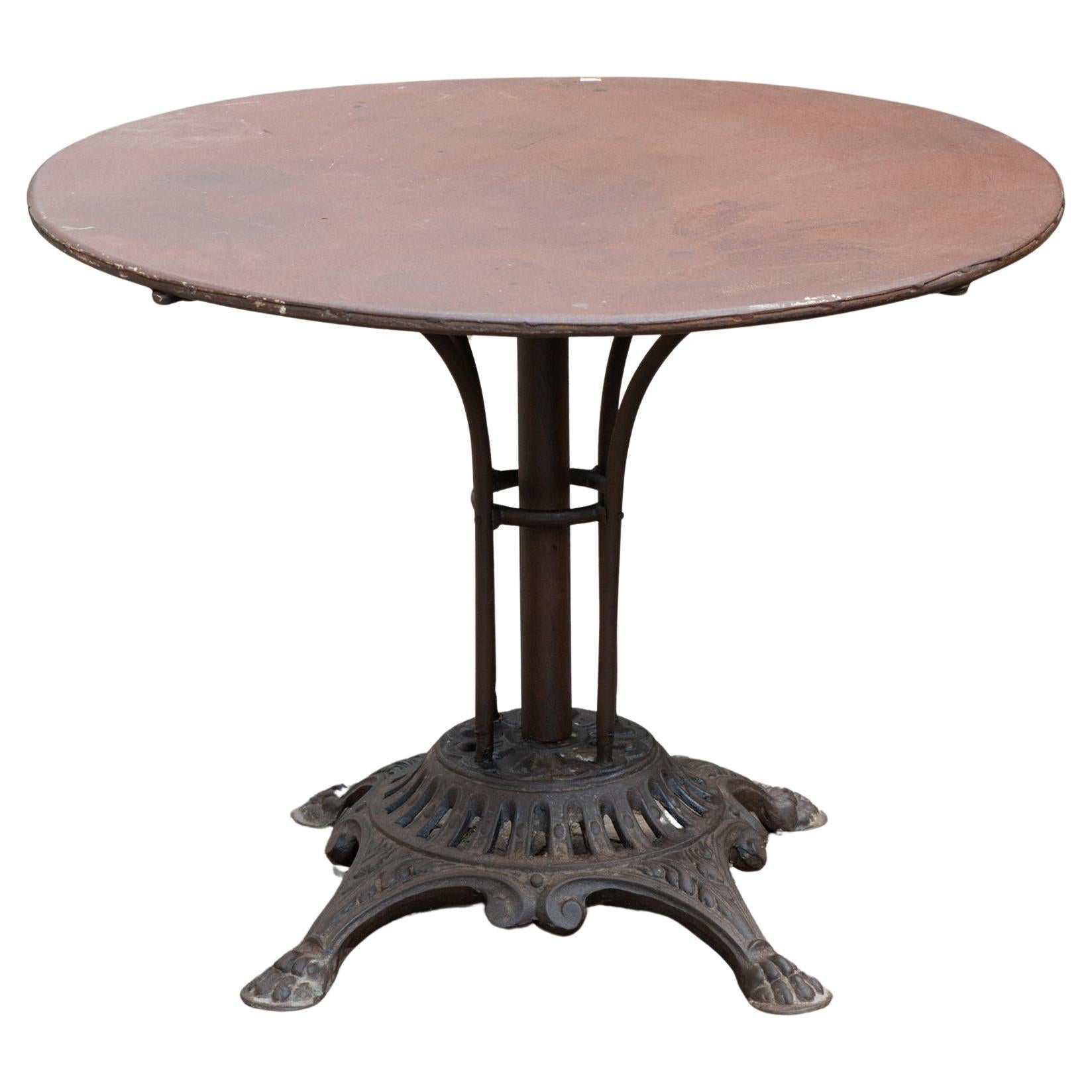 Cast Iron Round Table with Original Iron Top For Sale