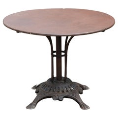 Table ronde en fonte avec plateau en fer d'origine