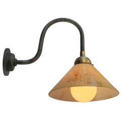 Cast Iron Scones Wall Lights with Yellow Marble Effect Glass Shade