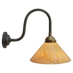 Cast Iron Scones Wall Lights with Yellow Marble Effect Glass Shade