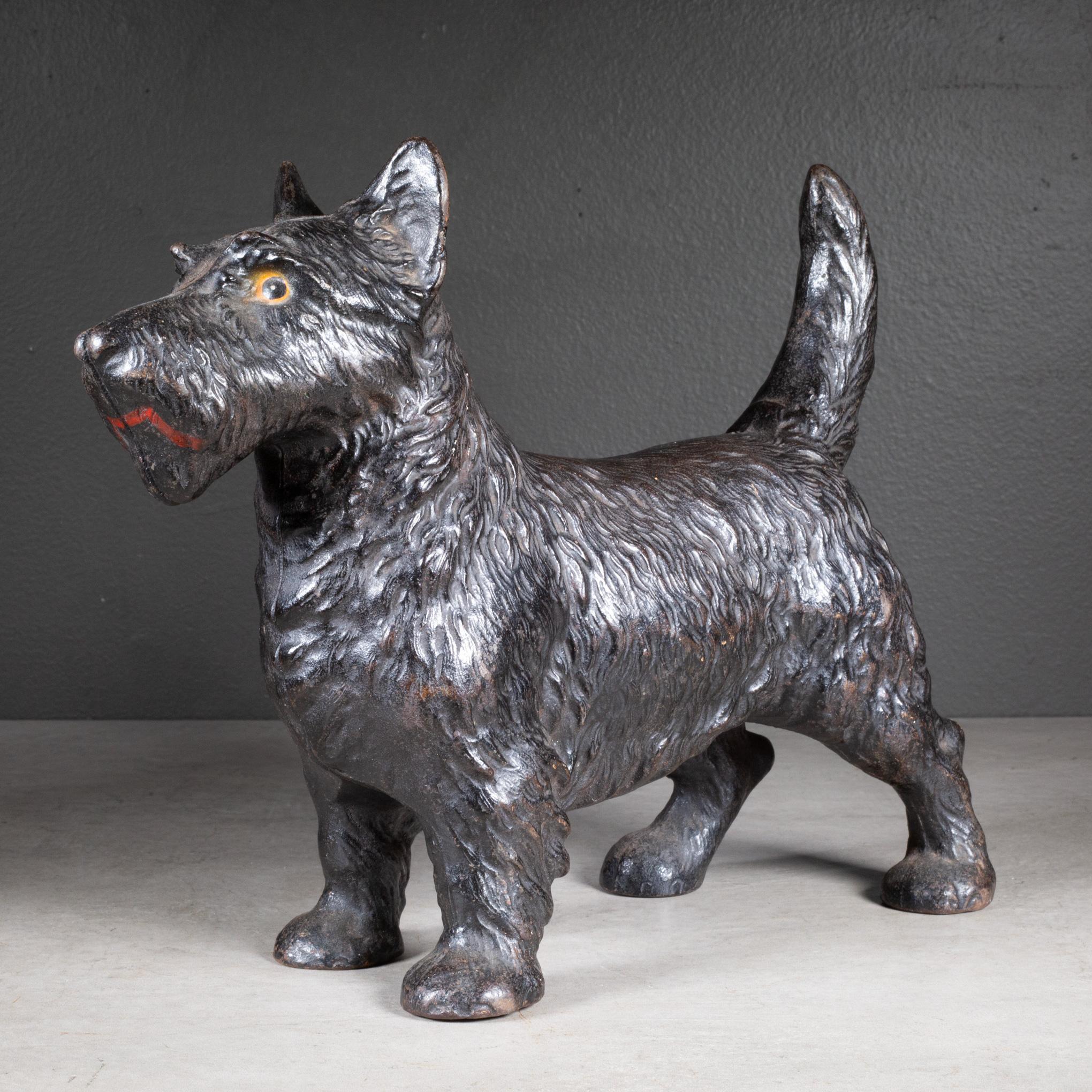 ABOUT

An original cast iron Scottish Terrier doorstop manufactured by the Hubley Manufacturing Company. The  piece has retained its original hand painted finish and is in good condition with the appropriate patina for its age.

    CREATOR Hubley