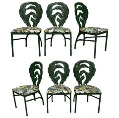 Vintage Cast Iron Sculptural Palm Leaf Dining Chairs, Set of 6
