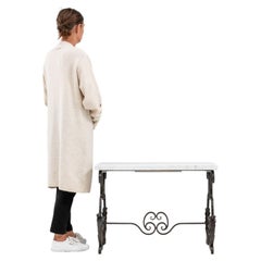 Cast Iron Side Table With Marble Top